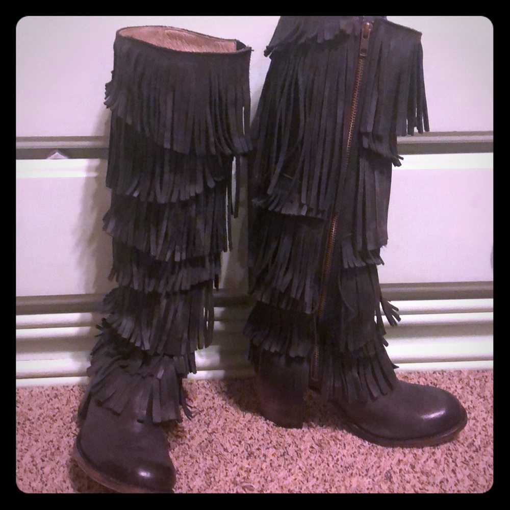 Freebird fringe boots tall